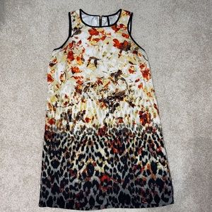 Sleeveless floral leopard print dress
